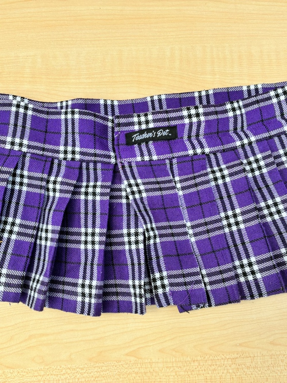 Teacher's Pet Purple Plaid Pleated Mini Skirt